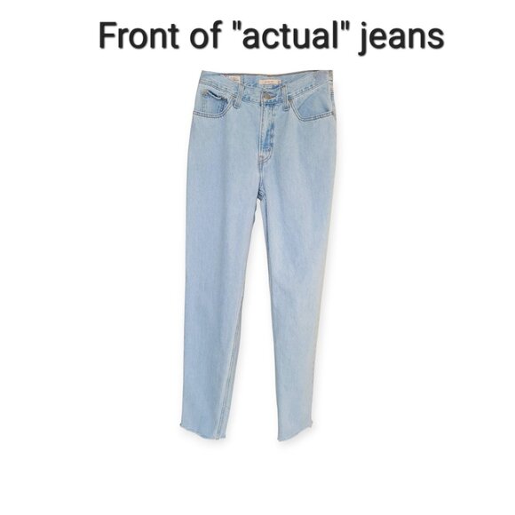Levis Premium 80s Mom Jeans Light Wash High Rise Tapered Raw Hem Size 26 - Picture 3 of 16
